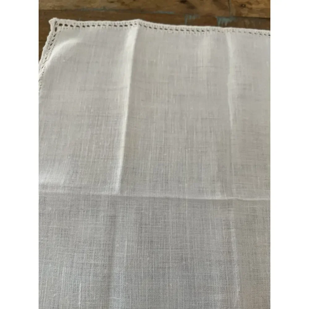 Off White Floral Embroidered Cottagecore Linen Napkins 16
